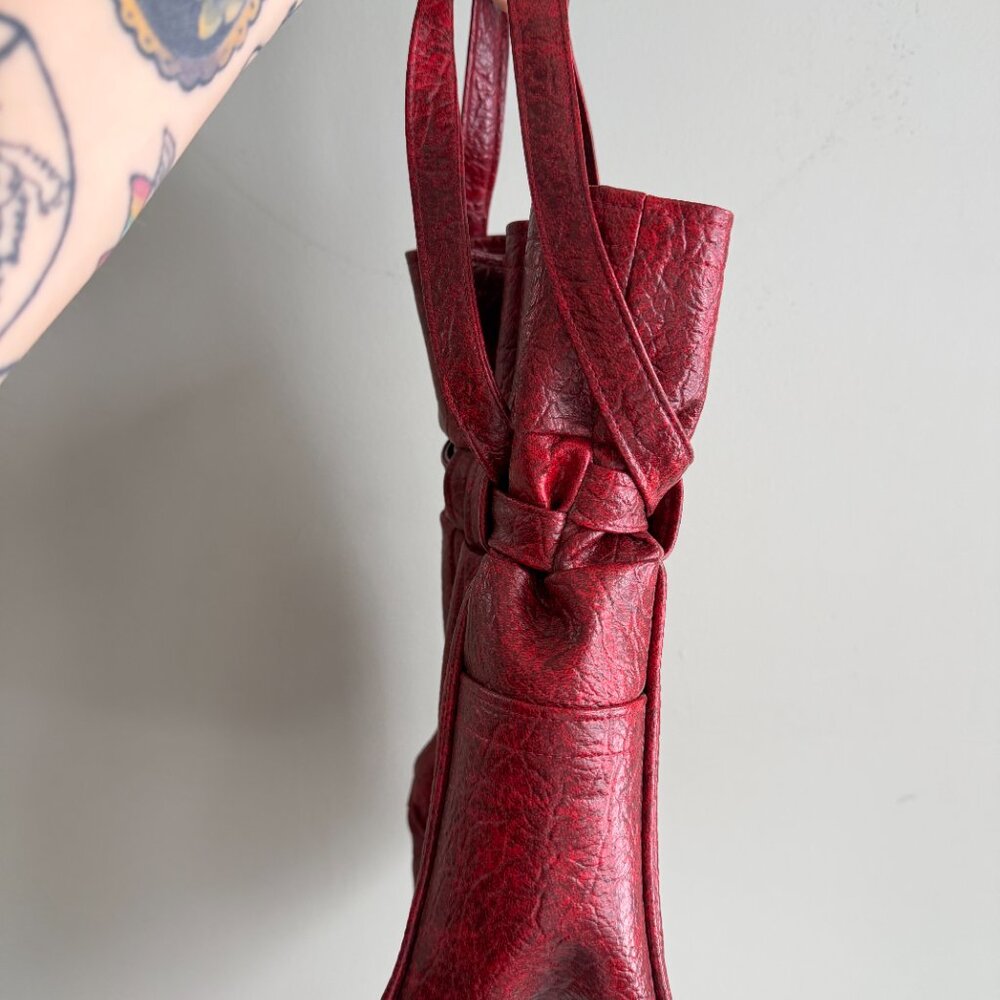 2/$40 🌸 Vintage Red Leather Drawstring Bag - Picture 7 of 9
